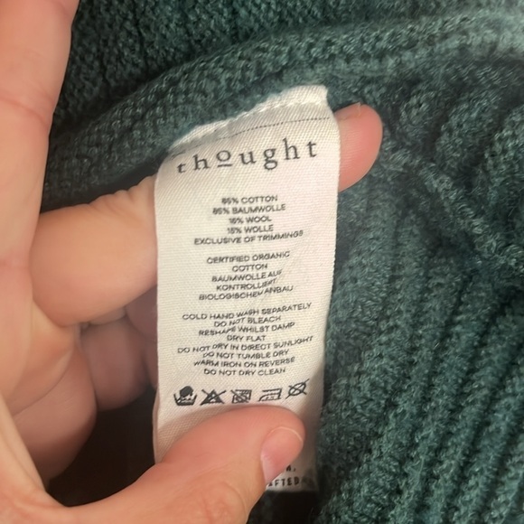 Thought Green Crew Neck Sweater Size 10 - Picture 3 of 3